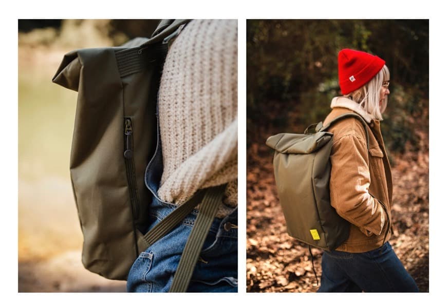 Moda Roll Backpack Olive - lefrik (hechos de plástico reciclado)