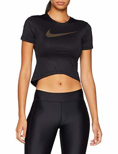 Moda Nike W NP Top SS Crop Mtlc Grx, Camiseta Deporte para Mujer,