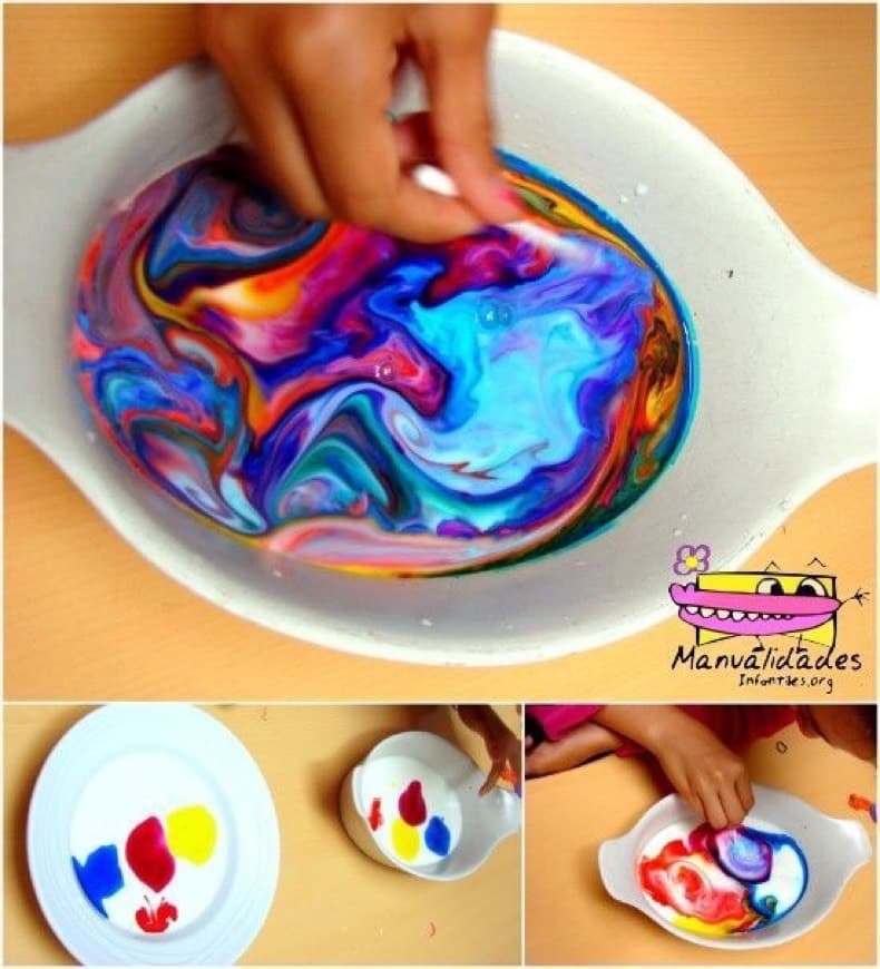 Fashion Experimento con pintura y leche - Manualidades Infantiles