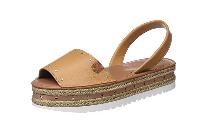 Fashion Menorquinas POPA Cannes, Sandalias con Plataforma para Mujer, Beige