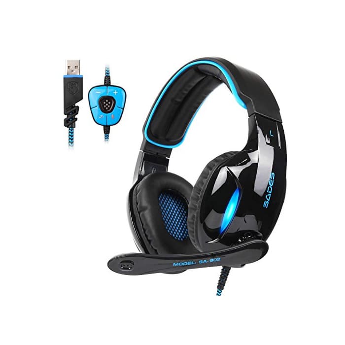 Electronic Sades SA902 USB Auriculares Cascos Gaming sonido envolvente virtual de 7.1 de