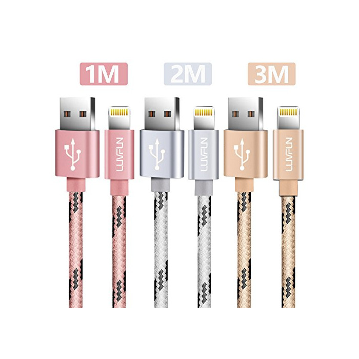 Electronic [3-PACK] Cable Lightning, LUVFUN 1M+2M+3M Nylon Trenzado Cable iPhone Cargador iPhone Carga