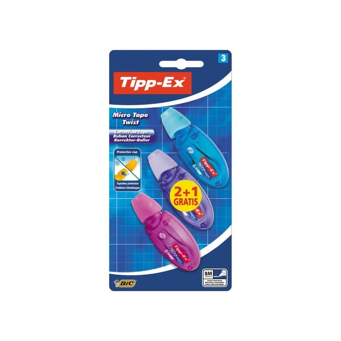 Product BIC Tipp-Ex Micro Tape Twist - Blíster de 3 cintas correctoras de