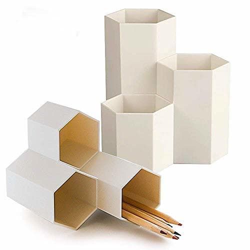 Elemento de la categoría hogar BUONDAC 2pcs Organizador Escritorio Mesa Oficina Multifuncional Hexagonal Cubilete Lapices Portalápices Porta