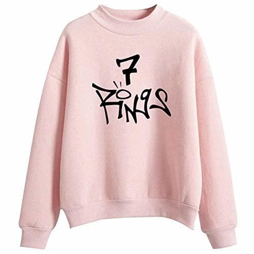 Moda PZJ Sudadera Imprime 9 Rings de Ariana Grande Sweatshirt con Tinta ecológia