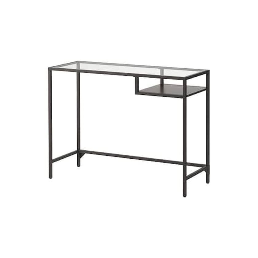 Producto VITTSJÖ Mesa para portátil Negro-marrón/vidrio 100 x 36 cm