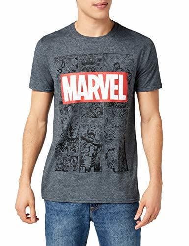 Fashion Marvel Mono Comic T-Shirt - Camiseta Hombre, Gris