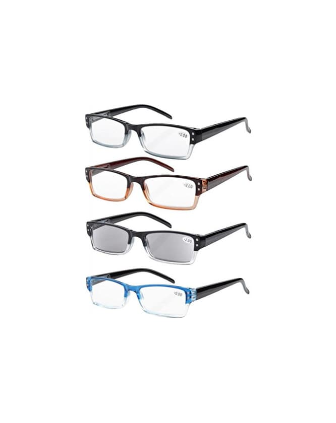 Moda Eyekepper 4-pack Gafas sol de lectura rectangular con bisagras de resorte +2.00