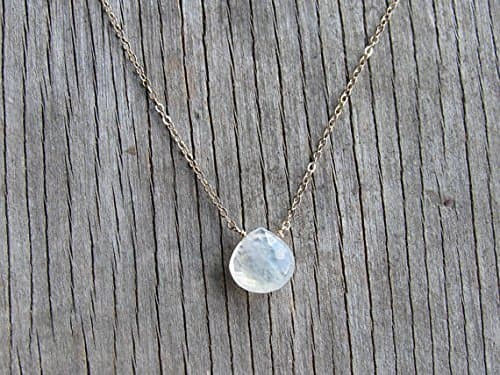 Product large RAINBOW MOONSTONE gemstone necklace beaded dainty necklace silver gold filled chain