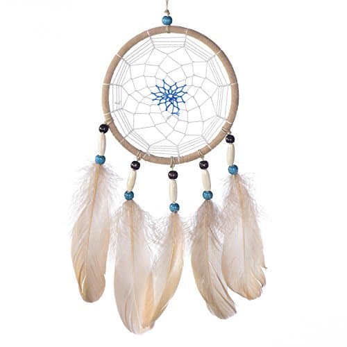 Elemento de la categoría hogar Atrapasueños Dreamcatcher para sueños buenos con perlas y plumas naturales Bayo