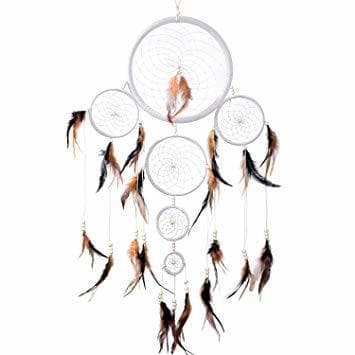 Home Atrapasueños Dreamcatcher para sueños buenos con perlas y plumas naturales Bayo