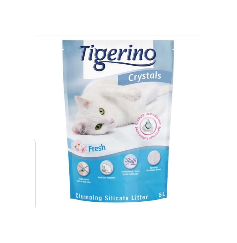 Product Tigerino Crystals Fresh arena aglomerante con olor a talco