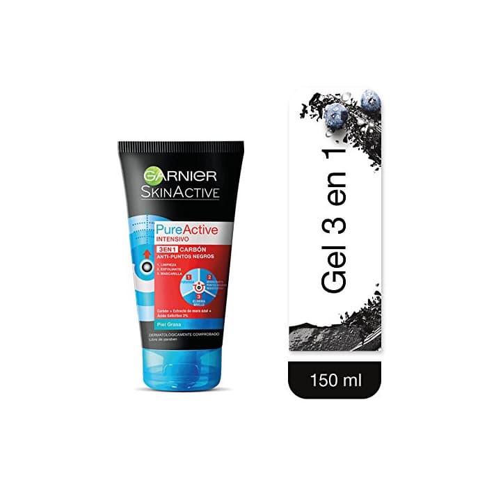 Beauty Garnier Pure Active Gel Limpiador Pure Active Carbon Intense 3 en 1