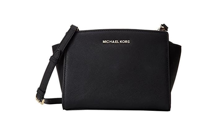 Fashion Michael Kors Selma Medium Messenger, Bolso bandolera para Mujer, Negro