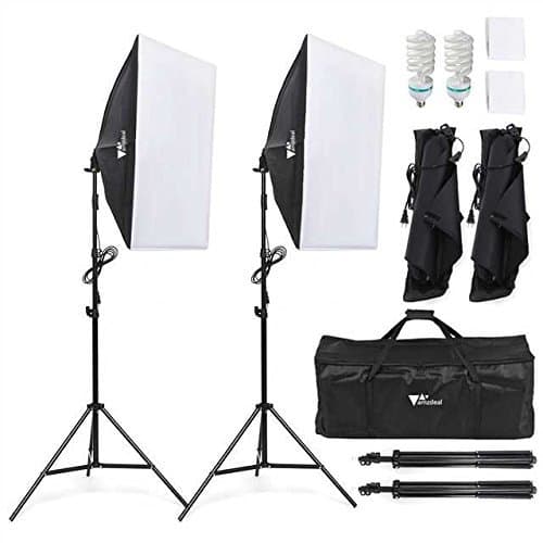 Electrónica Amzdeal Softbox Focos Kit Iluminacion Fotografia con 2 Ventana de Luz 135W