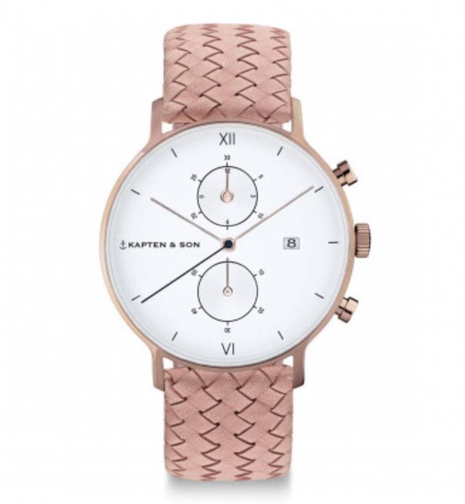 Product Chrono Sand Woven Leather watch in rose-gold