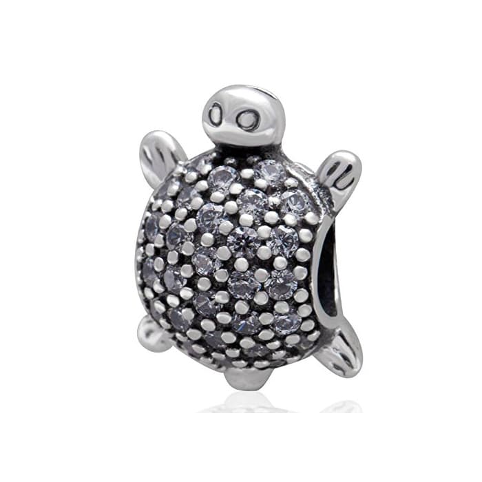 Beauty Tortuga de mar Charm plata de ley 925 con clara circonita piedras Bead