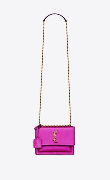 Fashion Sunset small in laminated leather fucsia, Saint Laurent