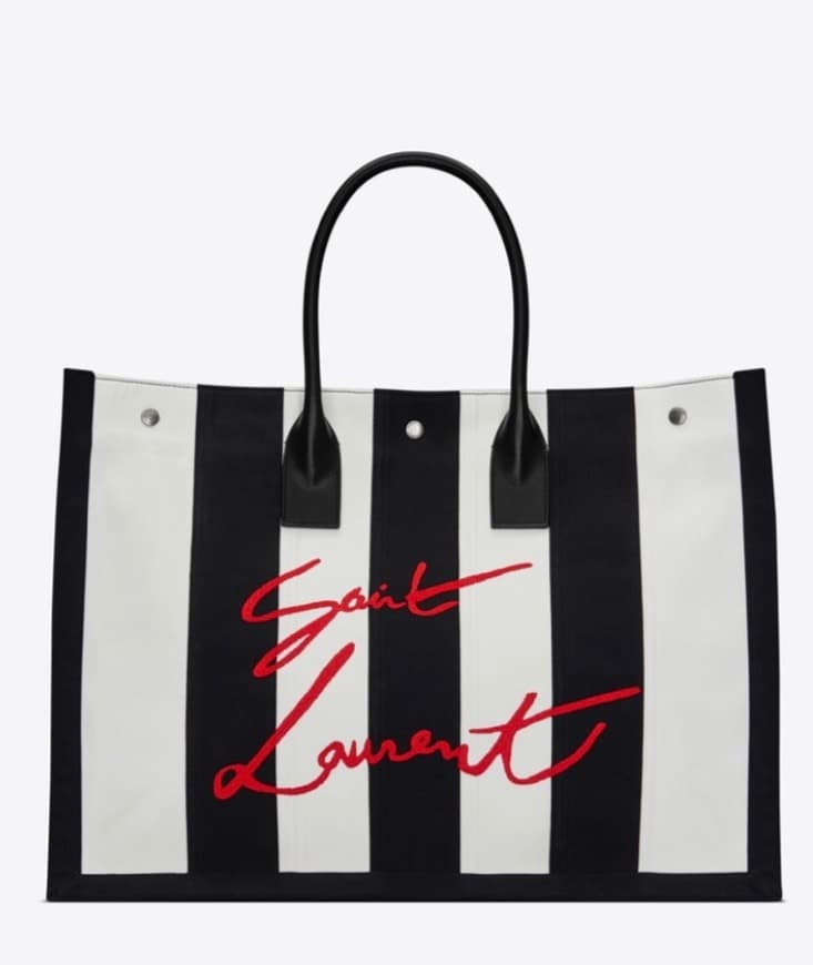 Moda Noe Saint Laurent tote in striped canvas and leather