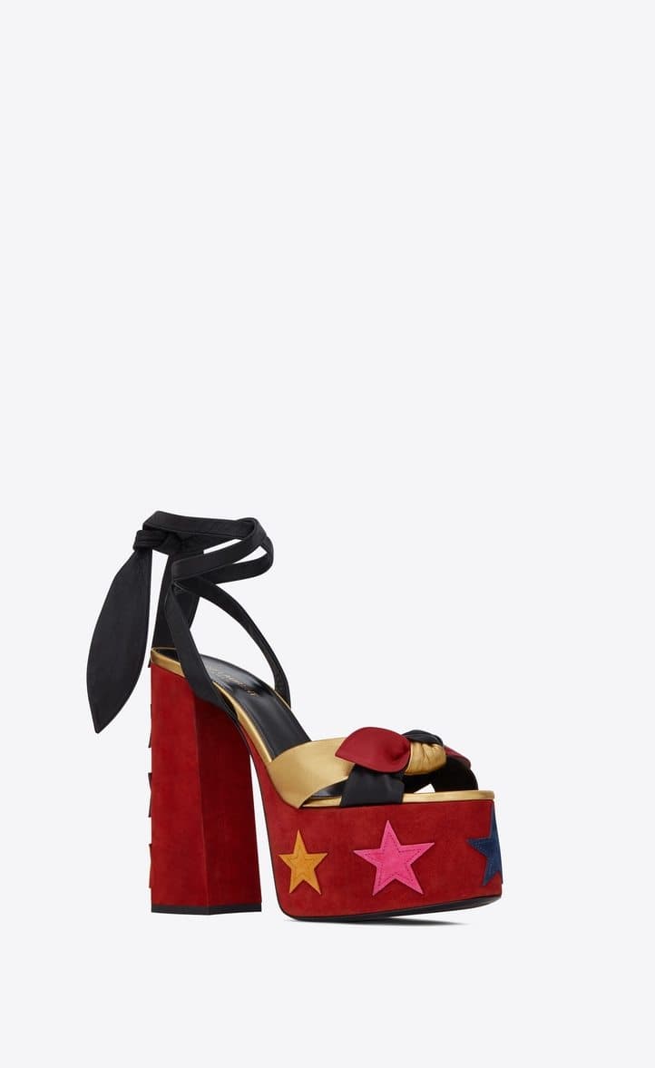 Fashion Paige sandals in suede with patchwork of leather stars