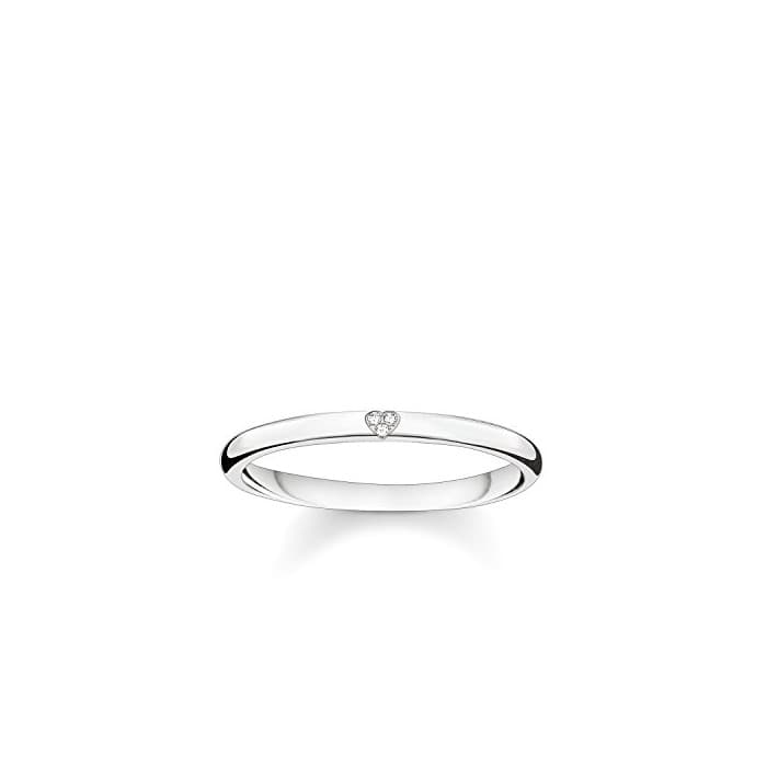 Fashion Thomas Sabo - Anillo Clasico con Diamante en Forma Corazon Mujer