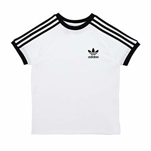 Fitness adidas 3Stripes tee Camiseta, Unisex niños, Blanco/Negro, 152