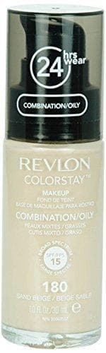 Belleza Revlon Colorstay 24H, Base de maquillaje para rostro, para cutis mixto/graso, con dosificador, color Beige (180 Sand Beige)