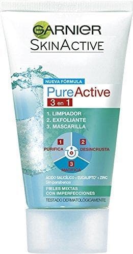 Beauty Garnier Skin Active - Pure Active 3 en 1 - Limpiador, exfoliante y mascarilla