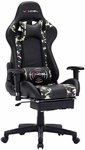 Home EAVANCEL Silla Gaming Sillones de Oficina Reclinable Ergonomica con Reposapiés Retráctil con