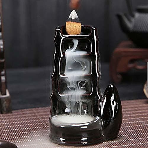 Product zhiman8 Ceramic Mountain Waterfall Smoke Backflow Incense Burner Holder Home Decor Y