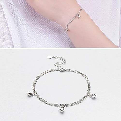 Product ERH Women's Fashion OL 925 Silver Heart Bracelet S925 Sterling Silver Heart