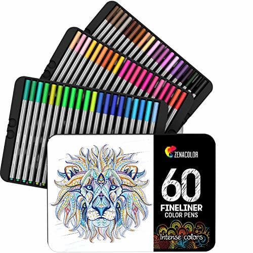 Elemento de la categoría hogar Zenacolor ⭐ 60 Rotuladores Punta Fina 60 Colores Unicos - Bolígrafo Fineliner