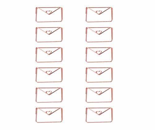 Product 12 Pcs Pack Cute Envelope Shaped Paper Clip Bookmark Stationary Learning Supplies(Rose