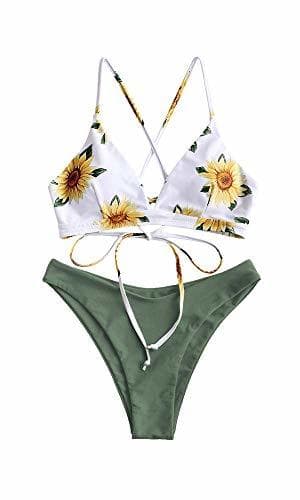 Fashion ZAFUL Conjunto de Bikini con Relleno Push Up Triangular Busto Ajustable con