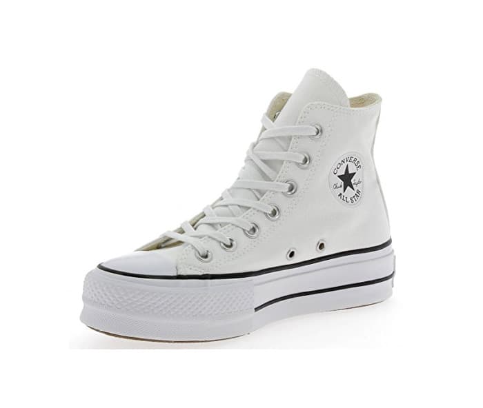 Fashion Converse Chuck Taylor CTAS Lift Hi, Zapatillas para Mujer, Blanco