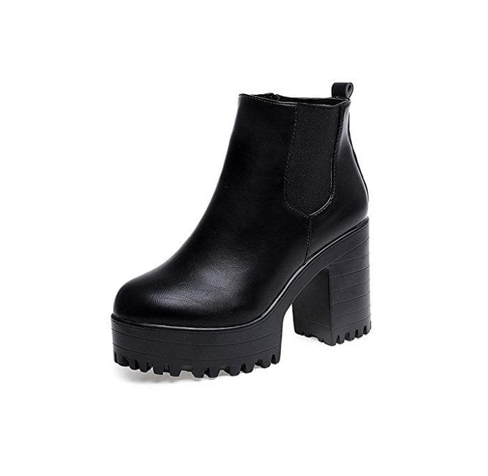 Fashion Botas de cuero con plataforma, de Holacha