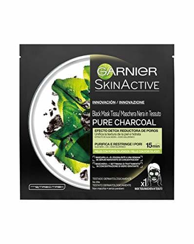 Beauty Garnier Skinactive Mask Tissu Pure Charcoal Mascarilla de Tejido Negro Efecto Detox