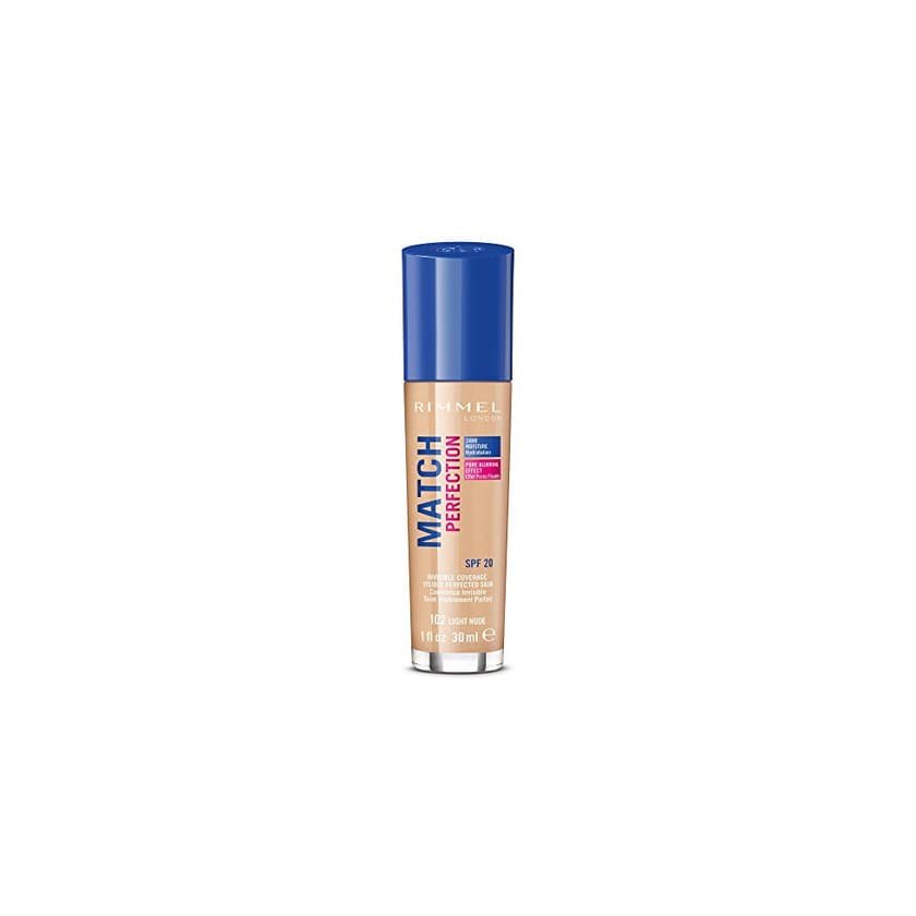 Beauty Rimmel London Match Perfection Foundation Base de Maquillaje Tono 102 Light Nude