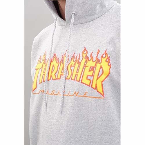 Fashion SUDADURA CON CAPUCHA THRASHER MAGAZINE FLAME LOGO GRIS - S