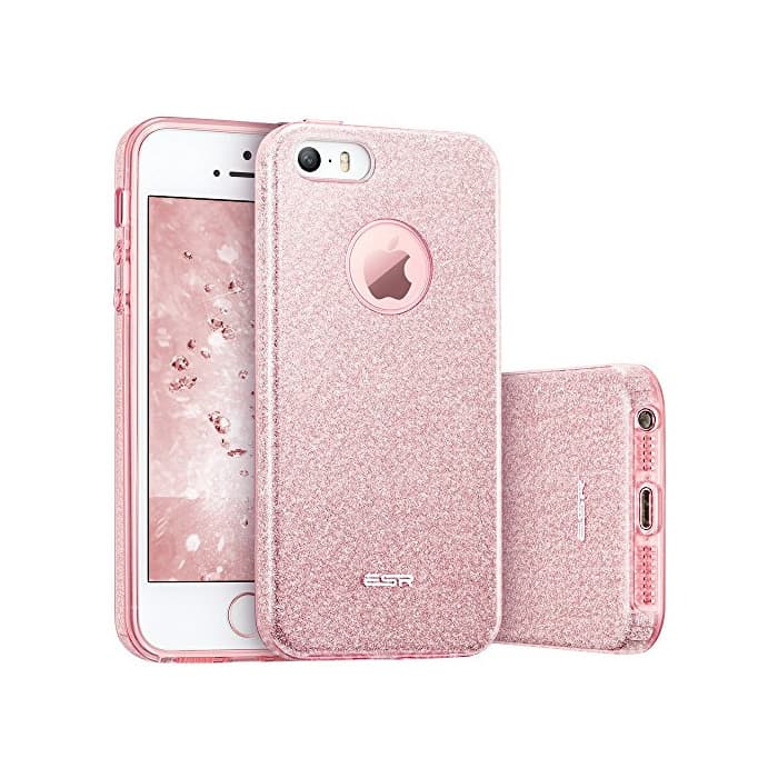 Electrónica ESR Funda iPhone 5S/SE/5 Carcasa Dura Brillante Brillo Purpurina llamativa para Apple