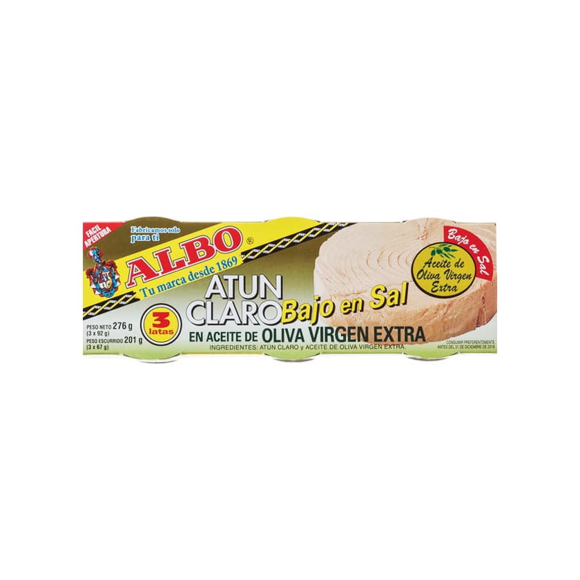 Producto Atún claro en aceite de oliva virgen extra bajo en sal Albo