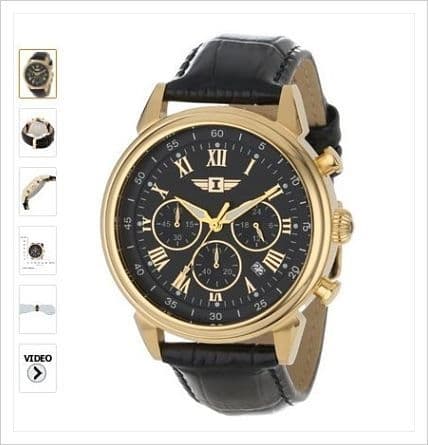 Producto Invicta  267 Men's 90242-003 Invicta I 18k Gold-Plated Stainless Steel Watch with Black Leather Band