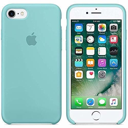 Electronic Desconocido Funda para iPhone, Silicona Azul Turquesa Verde Turquesa Logo Apple Carcasa