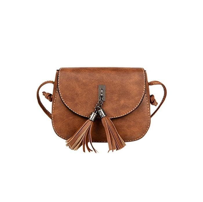 Moda ESAILQ Bolso De Hombro Cuero Bolsa De Mano de Mini Marron Para Mujer