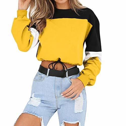 Fashion OHQ Camiseta Mujeres Tops Manga Larga Sudadera de Manga Larga con Cuello