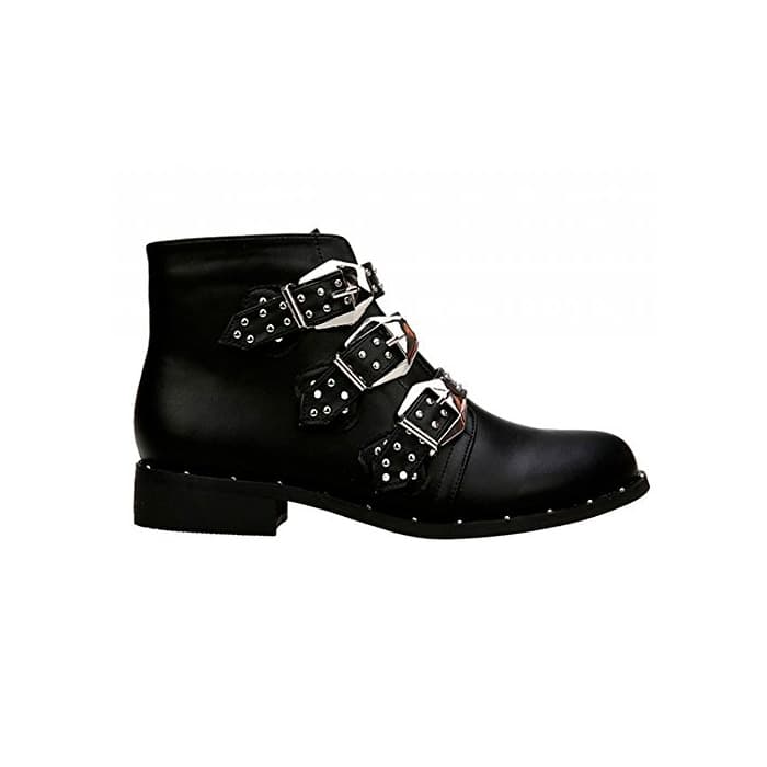 Moda Buonarotti Botines Negros con hebillas (37)