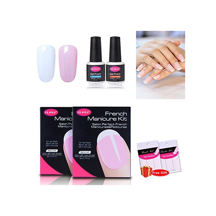 Belleza Clavuz 4pcs Kit de Manicura Francesa Esmaltes de Uñas Gel UV LED