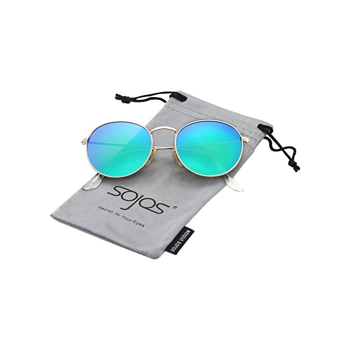 Fashion SOJOS Redondo Clásico Espejo Lentes Brillo UV Portección Polarizado Unisex Gafas De