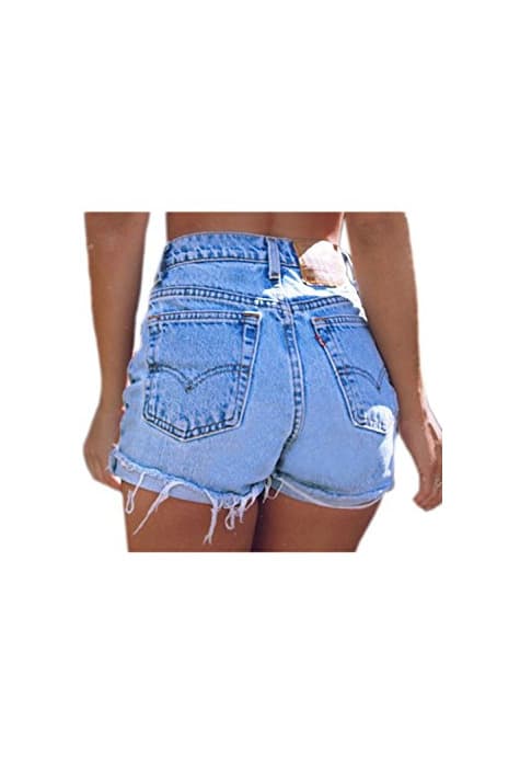 Fashion Las Mujeres De Cintura Alta con Flecos Casual Ringered Hot Jeans Denim