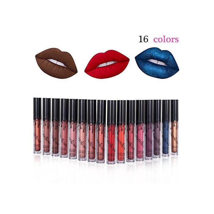 Producto 16 colores impermeable mate brillo de labios pintalabios maquillaje líquido Pintalabios belleza brillo de labios